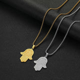 Hamsa Hand Pendant Necklace Jerusalem Stainless Steel Jewelry