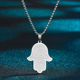 Hamsa Hand Pendant Necklace Jerusalem Stainless Steel Jewelry