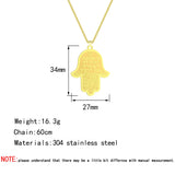 Hamsa Hand Pendant Necklace Jerusalem Stainless Steel Jewelry