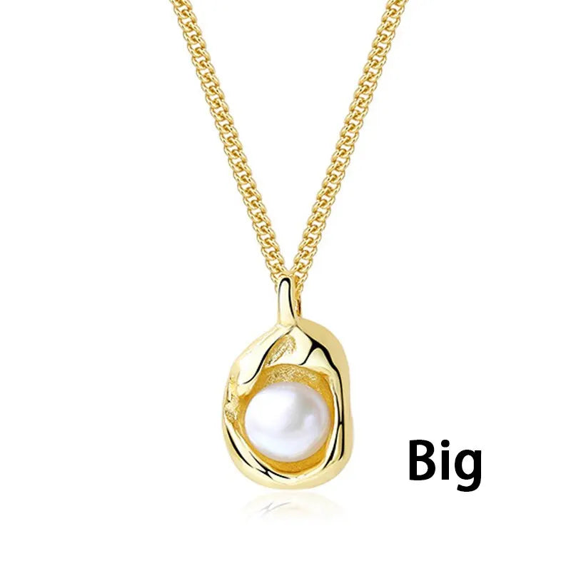 QINHONG Sterling Silver 925 Pearl Pendant Necklace for Women