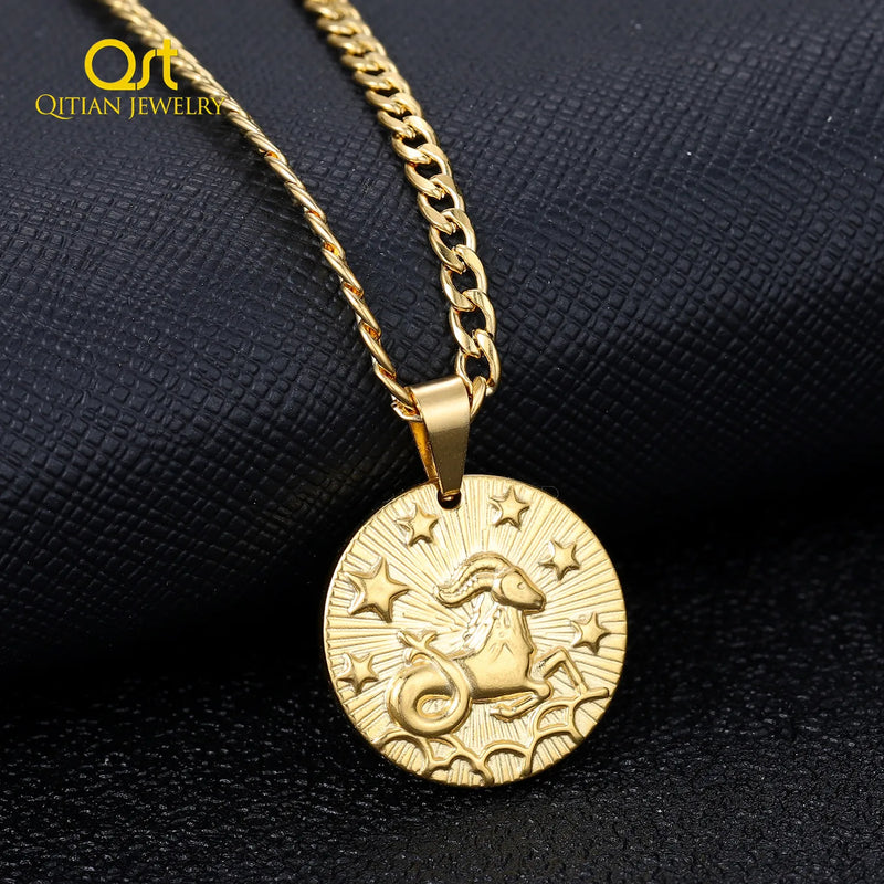 Zodiac Sign Constellations Necklaces Stainless Steel Jewelry