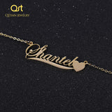 QITIAN Personalized Stainless Steel Letter Choker Necklace