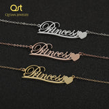 QITIAN Personalized Stainless Steel Letter Choker Necklace
