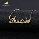 QITIAN Personalized Stainless Steel Letter Choker Necklace