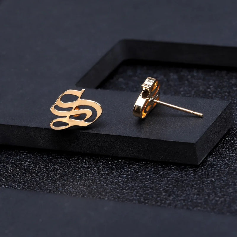Stainless Steel Initial A Letter Earring Old English Jewelry
