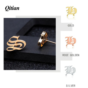 Stainless Steel Initial A Letter Earring Old English Jewelry