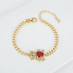 QITIS Charm Bear Bracelet for Women, Adjustable Chain