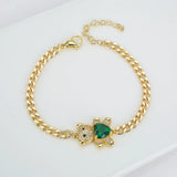QITIS Charm Bear Bracelet for Women, Adjustable Chain