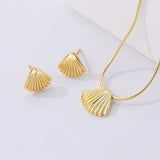 925 Silver Shell Chain Necklace Earrings Set