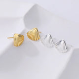925 Silver Shell Chain Necklace Earrings Set
