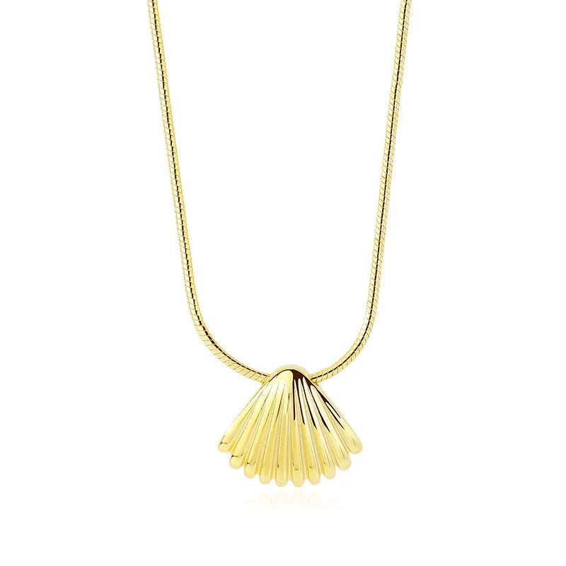 925 Silver Shell Chain Necklace Earrings Set