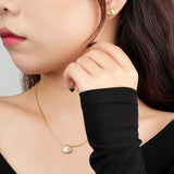 925 Silver Shell Chain Necklace Earrings Set