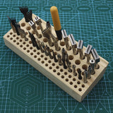 Wooden Holder Box for Handwork Tools 46/98 Holes Organizer
