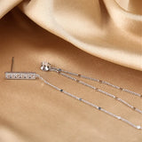 Geometric Silver Tassel Earrings Asymmetrical Style