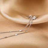 Geometric Silver Tassel Earrings Asymmetrical Style
