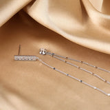 Geometric Silver Tassel Earrings Asymmetrical Style
