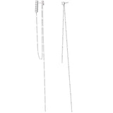 Geometric Silver Tassel Earrings Asymmetrical Style