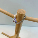 Heart-Shaped Pearl Chain Bracelet Silver Woman Wedding