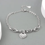 Retro Bracelet Heart-Shape Pendant Chain Silver Bracelet Women's Fine Jewelry