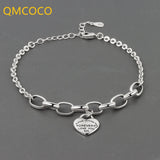 Retro Bracelet Heart-Shape Pendant Chain Silver Bracelet Women's Fine Jewelry