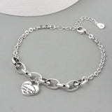 Retro Bracelet Heart-Shape Pendant Chain Silver Bracelet Women's Fine Jewelry