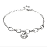 Retro Bracelet Heart-Shape Pendant Chain Silver Bracelet Women's Fine Jewelry