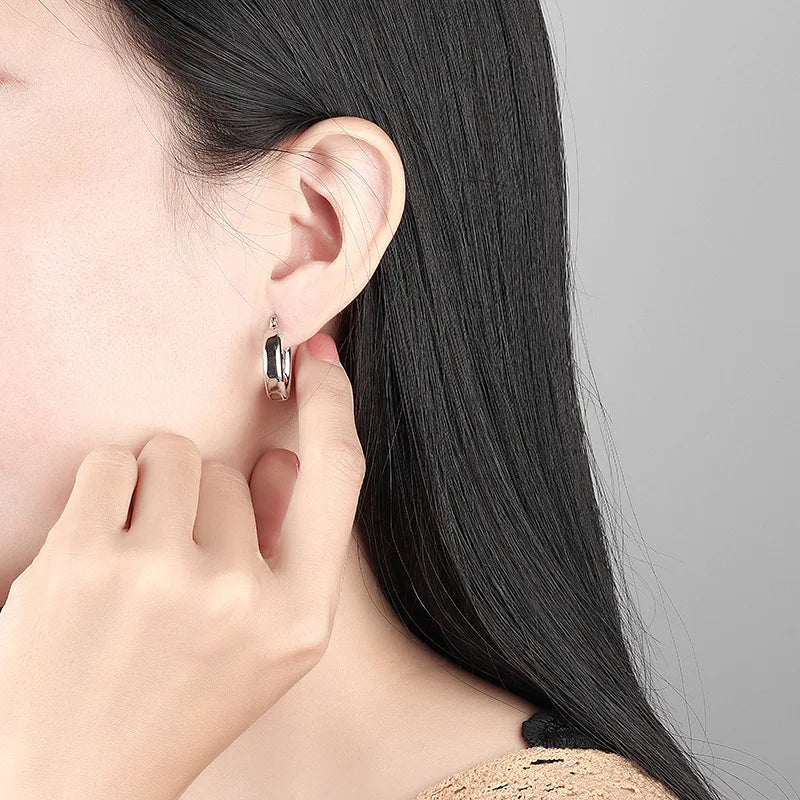 Minimalist Silver Earrings For Women Style Circle Geometric Ear Jewelry
