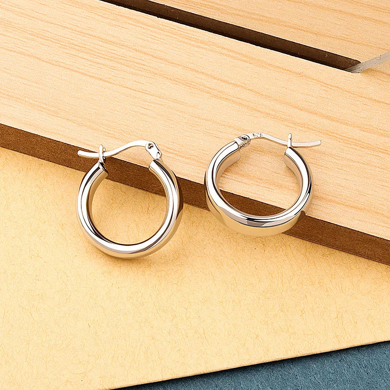 Minimalist Silver Earrings For Women Style Circle Geometric Ear Jewelry