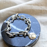 Silver Smiling Face Thick Chain Bracelet for Women Men