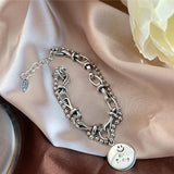 Unique Double Chain Smile Face Silver Bracelet