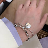 Unique Double Chain Smile Face Silver Bracelet