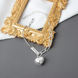 Vintage LOVE Heart-Shape Silver Bracelet for Women