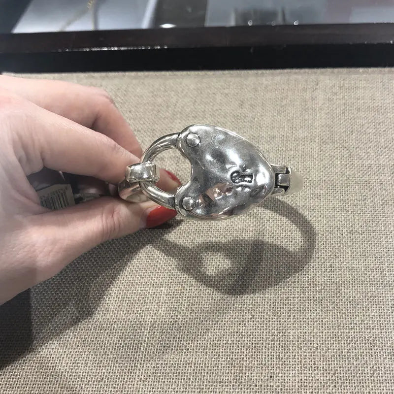Vintage Silver Bracelet with Lock Design