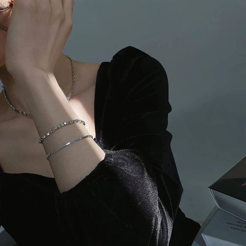 Vintage Silver Bracelet Geometry Beads Party Jewelry