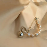 Silver Chain Bracelet Summer Pearls LOVE Heart-Shape Jewelry