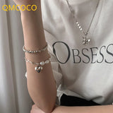 Silver Chain Bracelet Summer Pearls LOVE Heart-Shape Jewelry