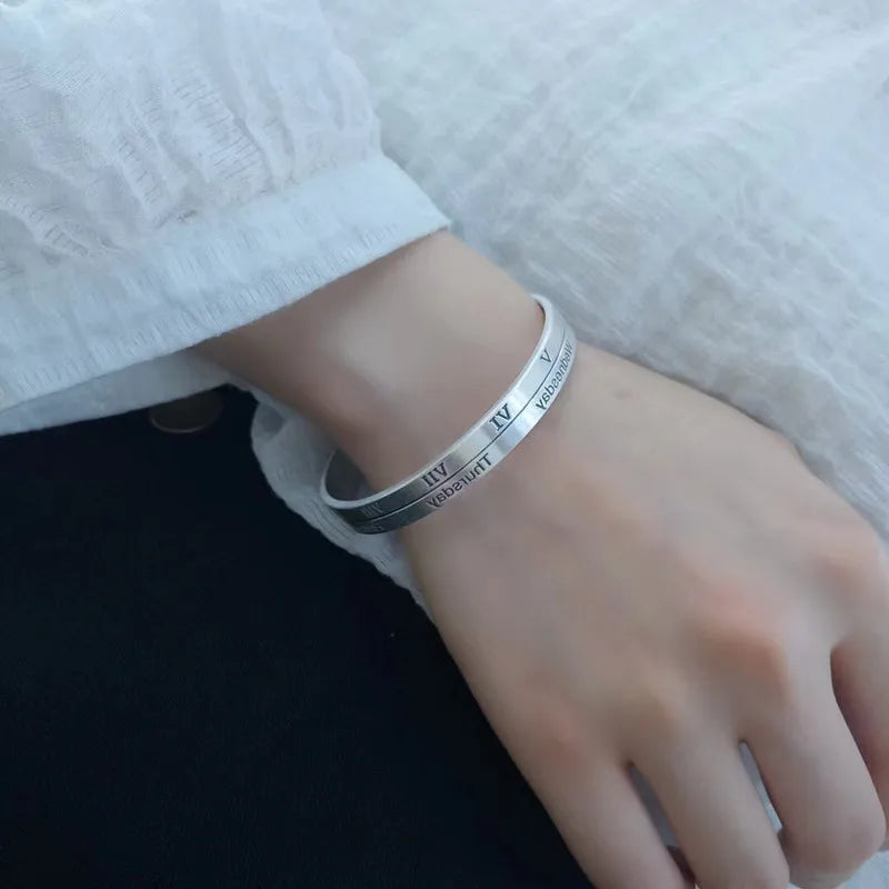 Vintage Roman Numerals Cuff Bracelet for Women