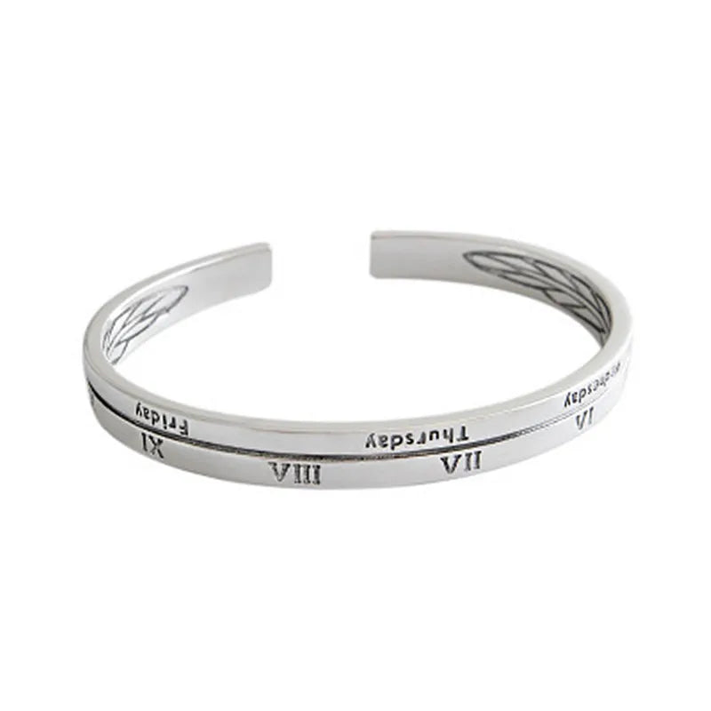 Vintage Roman Numerals Cuff Bracelet for Women