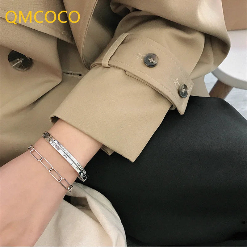 Vintage Roman Numerals Cuff Bracelet for Women