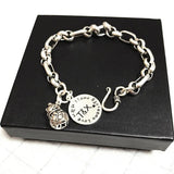 Silver Bear Heart-Shape Letter Pendant Bracelet Women Punk Jewelry