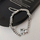 Silver Bear Heart-Shape Letter Pendant Bracelet Women Punk Jewelry