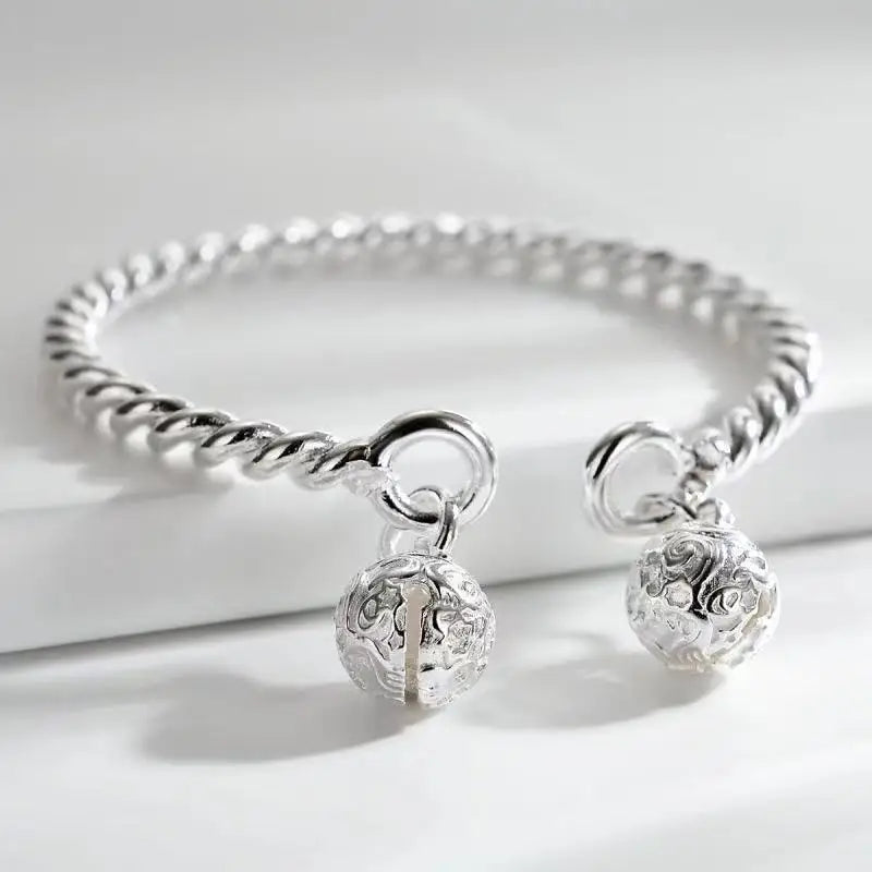 Vintage Silver Double Ball Geometric Weave Party Jewelry