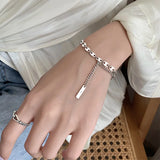 Silver Irregular Double Chain Bracelets For Women Hollow Geometric Jewelry