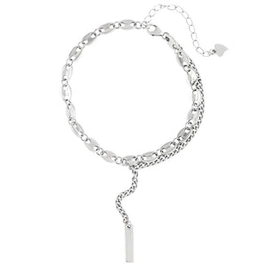Silver Irregular Double Chain Bracelets For Women Hollow Geometric Jewelry