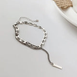 Silver Irregular Double Chain Bracelets For Women Hollow Geometric Jewelry