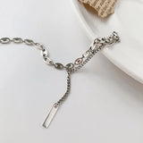 Silver Irregular Double Chain Bracelets For Women Hollow Geometric Jewelry