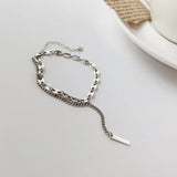 Silver Irregular Double Chain Bracelets For Women Hollow Geometric Jewelry