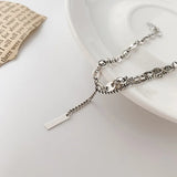 Silver Irregular Double Chain Bracelets For Women Hollow Geometric Jewelry