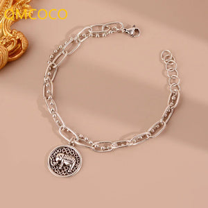 Silver Punk Retro Elephant Pendant Bracelet for Women Party Jewelry