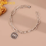 Silver Punk Retro Elephant Pendant Bracelet for Women Party Jewelry